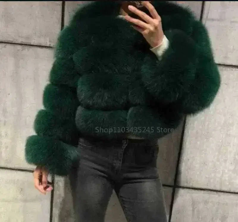Women's Fashion faux fur coat super hot Autumn Winter women short Faux fox fur fluffy jacket high quality 5xl Ladies furry coats