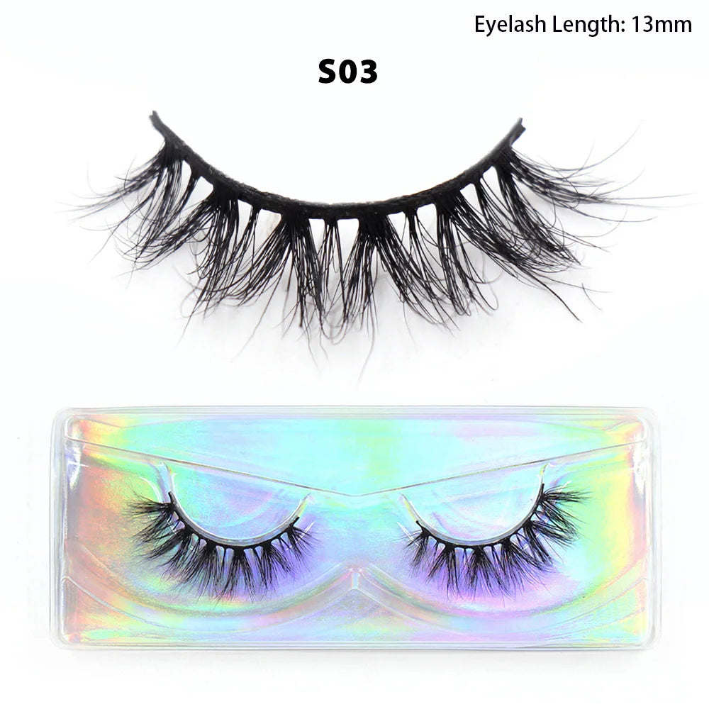 LEHUAMAO Makeup Mink Lashes 3D Short Mink Eyelashes Natural False Eyelashes Fluffy Mink Lashes Extension 12mm-15mm Eyelashes