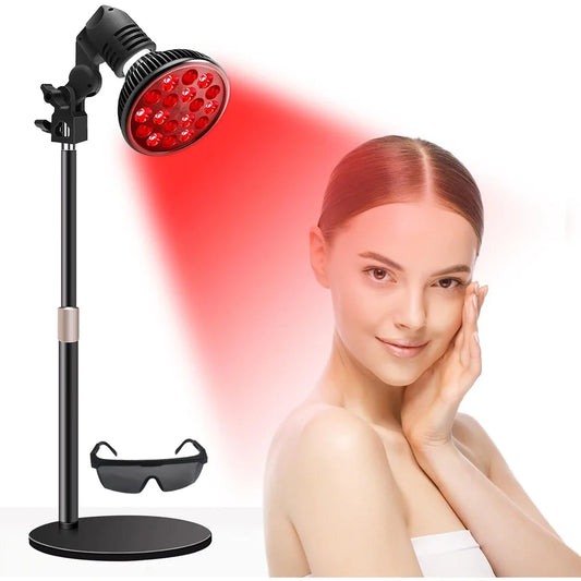 E27 Red and Near Infrared Light Therapy Device with Adjustable Stand,660nm＆850nm Desk for Neck,Knee Pain Relief,Skin Wellness