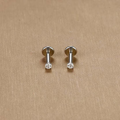 2PC Labret Tragus Stud Earrings 16G Surgical Stainless Steel CZ Crystal Monroe Helix Cartialge Conch Medusa Lip Body Piercing