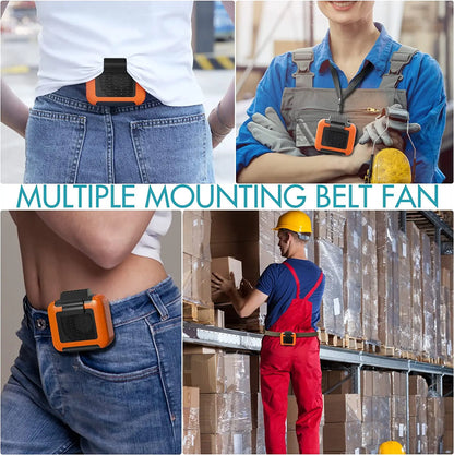 Mini Air Conditioner Waist Clip Fan with 8-24H Neck Fan 3 Speeds USB Rechargeable  Personal cold fan Summer Outdoor Work Jobsite