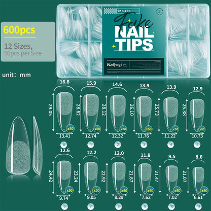 Nailpop 600PCS Soft Gel X Nail Tips Full Cover Coffin Stiletto Fake Nails Extra Short Almond Square Soak Off Gel False Nail Tips