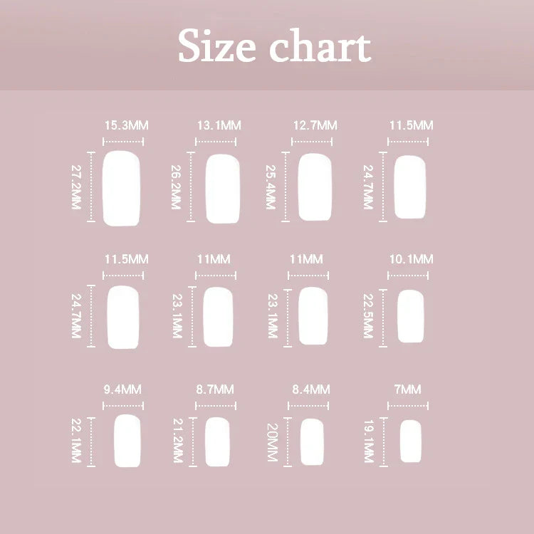 Solid Color Wearable Nail Art Fashion Red Blue Rose Pink Square Shape Finished False Nails Press on Nails with Glue Wholesale