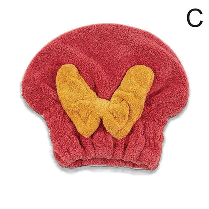 Microfiber Drying Hair Caps For Women Girls Quick Dry Hair Towel Turban Hat Bathing Soft Hair Towel Wrap With Cute Butterfly Bow