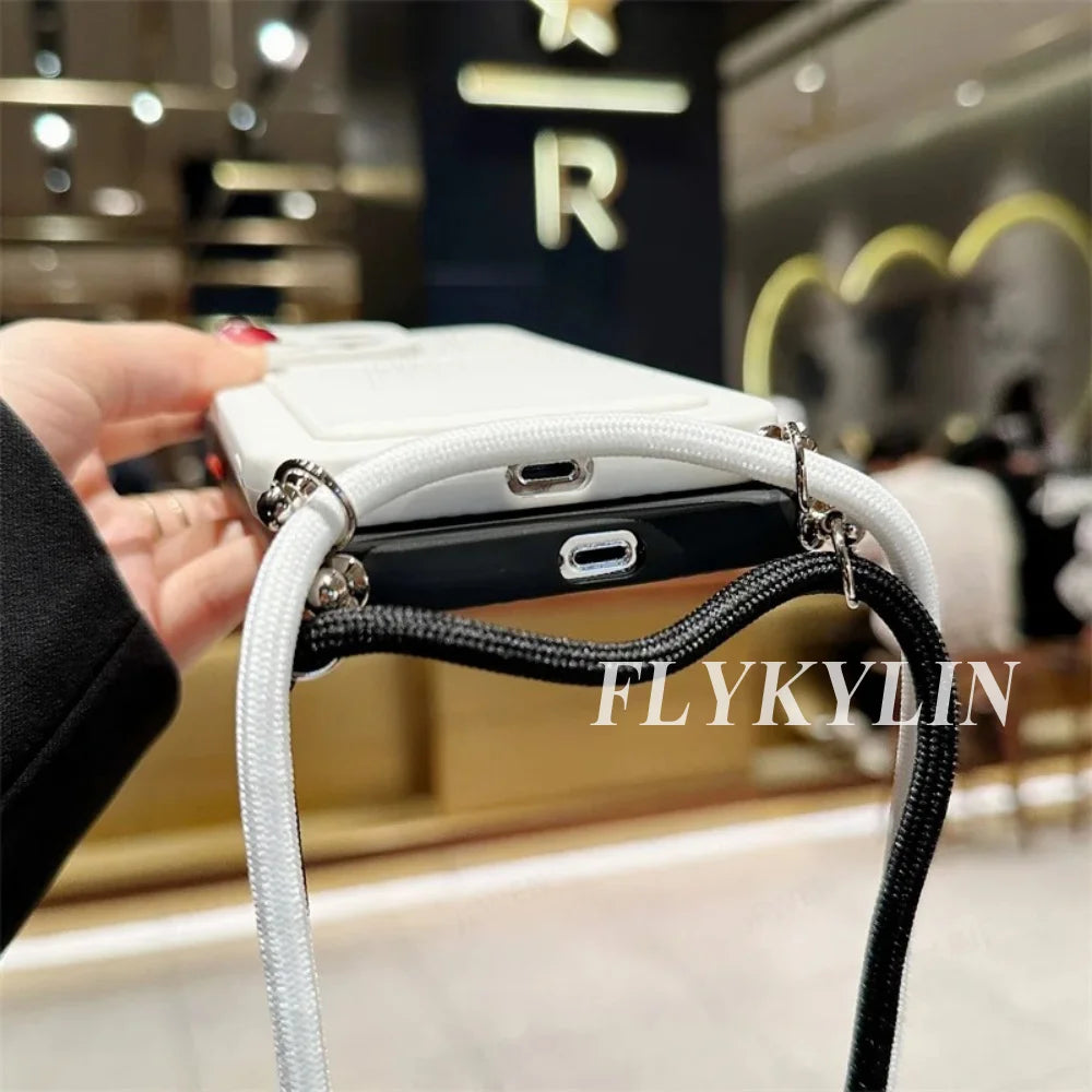 Flat Rope Solid Color Card Bag Phone Case For Xiaomi Redmi Note 14 13 12 Pro 11 10 Pro Plus 11S 10S Hanging Rope Soft Silicone