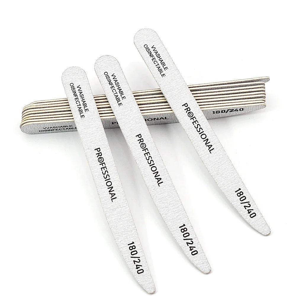 Wooden Nail Files Professional10pcs/Lot  100 180 240 Emery Board Manicure Buffer Grey Boat Double-sided Wooden Pedicure Buffers