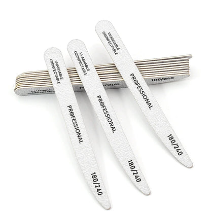 Wooden Nail Files Professional10pcs/Lot  100 180 240 Emery Board Manicure Buffer Grey Boat Double-sided Wooden Pedicure Buffers