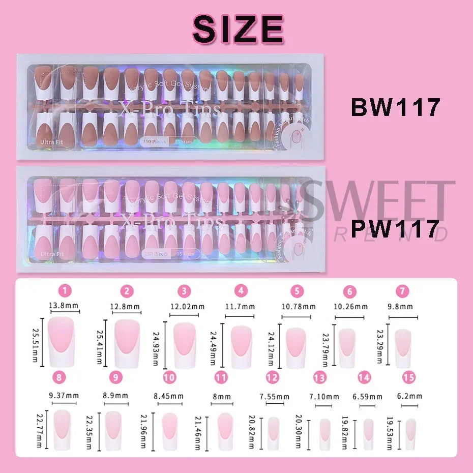 150/160pcs Short Square Fake False Nails Tips Soft Gel Press On Nail Artificial French y2k Nail Supplies for Women Manicure Tool