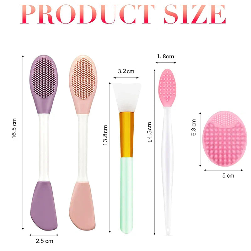 6pcs/set Silicone Face Scrubber Double headed Face Cleaning Brushes Facial Mask Applicator Blackhead Exfoliator Skin Care Tool