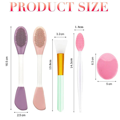 6pcs/set Silicone Face Scrubber Double headed Face Cleaning Brushes Facial Mask Applicator Blackhead Exfoliator Skin Care Tool
