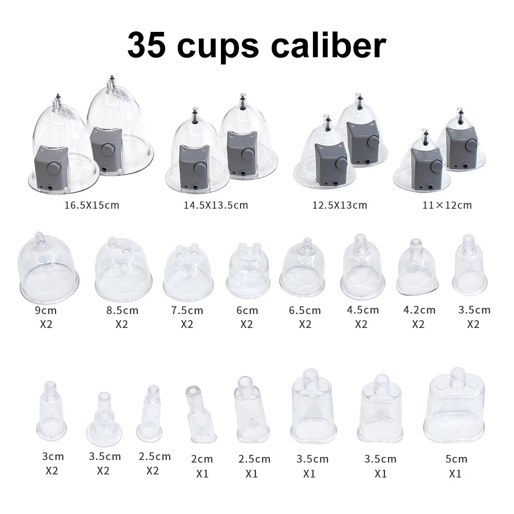 AOKO Vacuum Therapy Machine 35 Cups Butt Lifting Buttocks And Breast Enlargement Pumps Therapy Cupping Massager Salon Machine