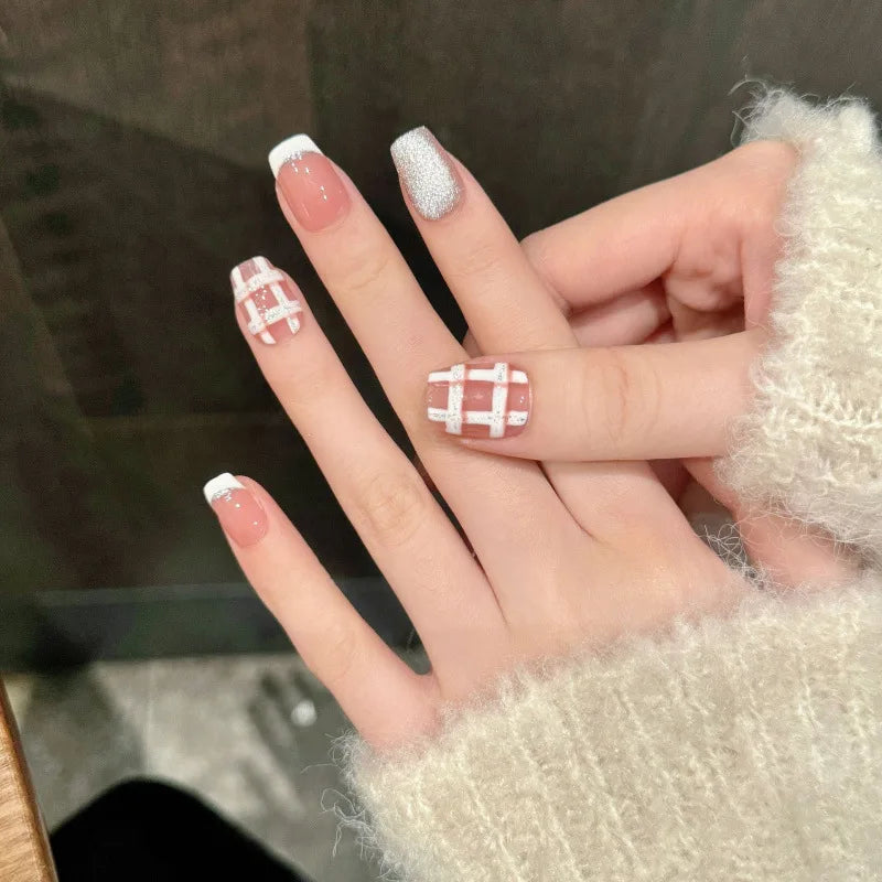 10Pcs Red Cat Eye Handmade Press on Nails Flower Fake Nails Wearable Stick-on Nails Full Cover False Nail Uñas Postizas 네일팁