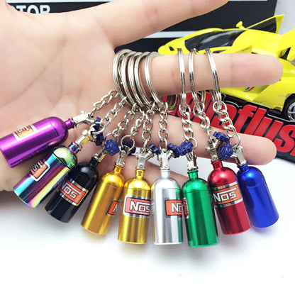 Creative Mini Nos Nitrogen Bottle Keychain 7Colors Pill Box Storage Key Ring for Women Men Car Handbag Phone Case Pendent Gifts