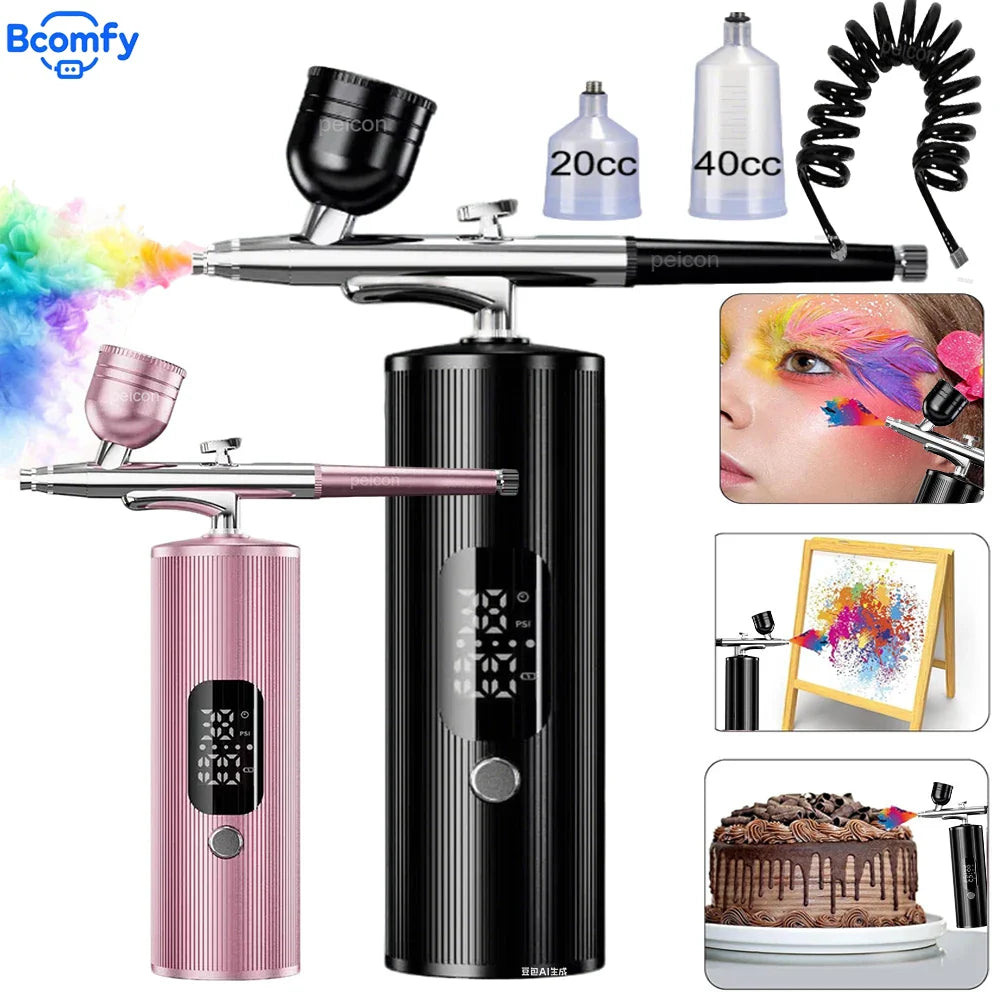Airbrush Nail with Compressor Cordless Mini Airbrush Nail Kit Portable Electric Mini Spray Gun Multifunctional beauty device