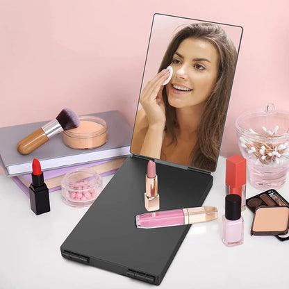 Black Portable 360 Trifold Mirror with Height Adjustable Telescoping Hooks Ideal for Self Hair Cutting Makeup Essential Fordable
