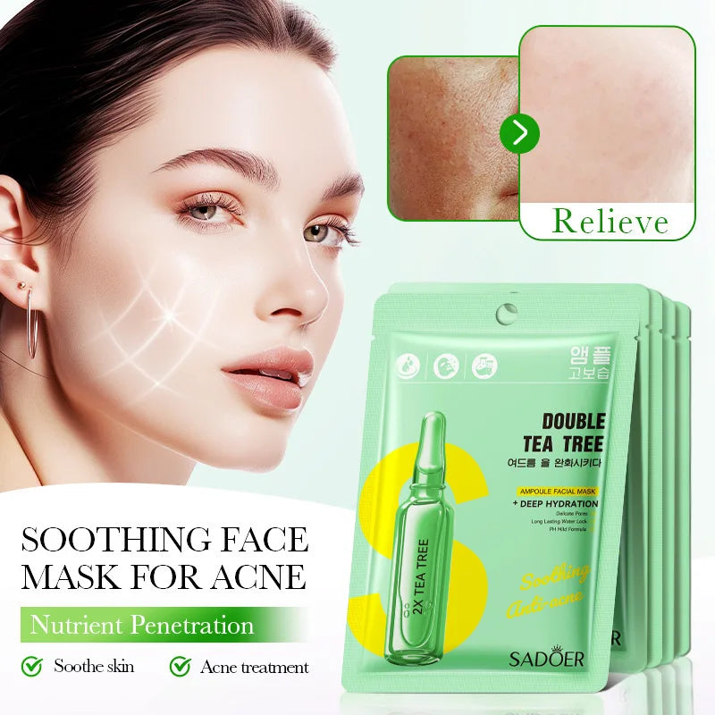 5/10pcs SADOER Nicotinamide Vitamin C Face Mask Hyaluronic Acid Moisturizing Hydrating Facial Masks Korean Cosmetics Skin Care