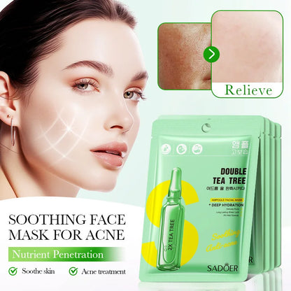 5/10pcs SADOER Nicotinamide Vitamin C Face Mask Hyaluronic Acid Moisturizing Hydrating Facial Masks Korean Cosmetics Skin Care