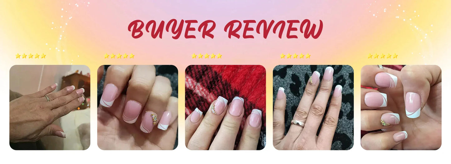 24PCS Shiny Pearl Wearable False Nails Short Square Fake Nail Simple Press on Nails Detachable Full Cover Nail Tips With Glue