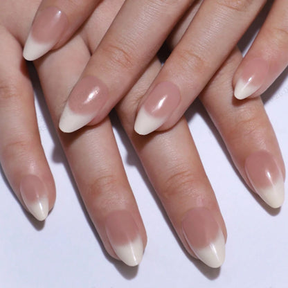 24PCS yellow gradient almond fake nails, delicate and gorgeous, simple and elegant, stylish and generous, suitable for fashion g