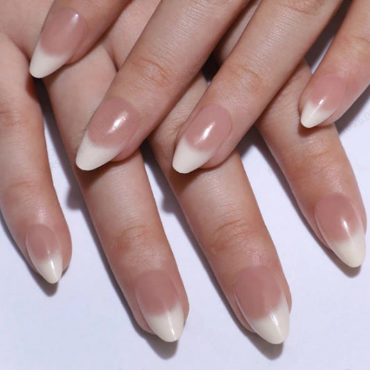 24PCS yellow gradient almond fake nails, delicate and gorgeous, simple and elegant, stylish and generous, suitable for fashion g
