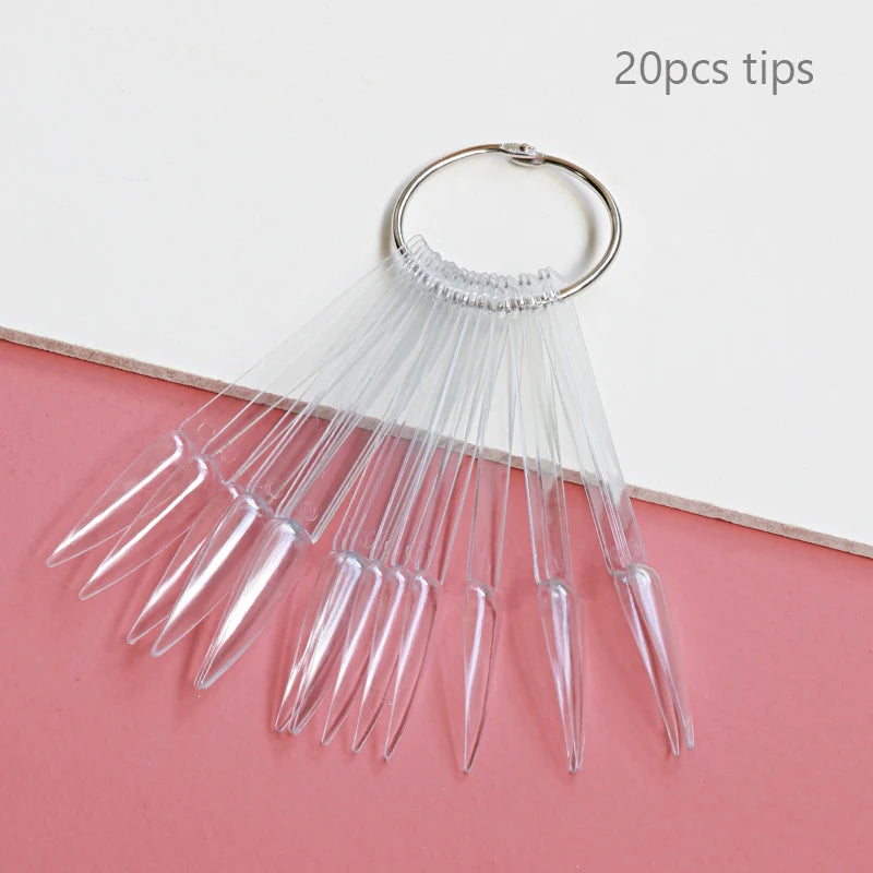 Nail Display Sticks Nail Swatch False Nail Tips Nail Gel Polish Practice Clear Natural Colors Display Board for Nail Art Tools