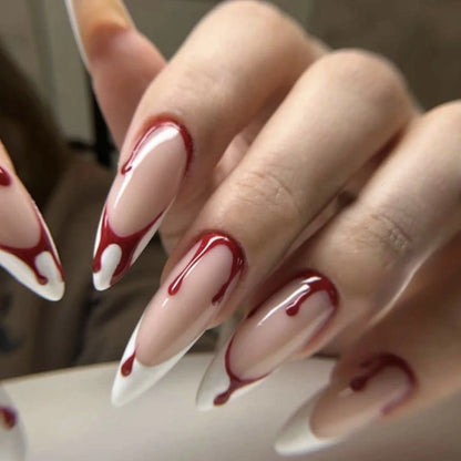 24pcs y2k Long Pointed False Nails Cool Girl Style Silver Flame Pattern Press on Nails Detchable Full Cover Fake Nail Patches