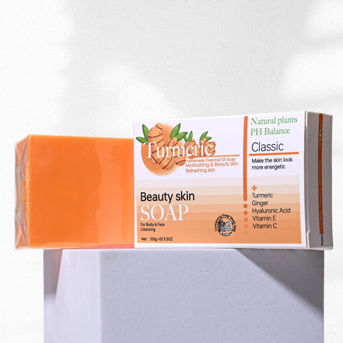HZ Turmeric Kojic Acid Glutathione Essential Oil Cleansing Soap Deep Cleaning Handmade Soap Bath Soap