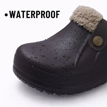 Asgard Winter Fur Furry Slippers For Men Outdoor Fashion Waterproof Plush Cotton Slippers Indoor Warm Cozy Non-slip Home Shoes