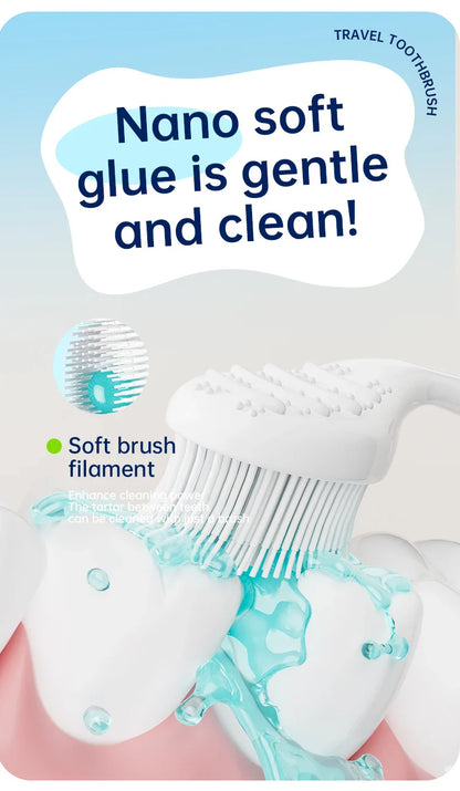 Portable and individually packaged 3-in-1 nano brush head toothbrush floss disposable toothbrush for adults on business trips