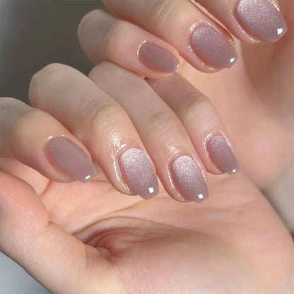 24pcs Round Fake Nails Cat Eye Glitter Press on Nail Full Cover Wearable Artificial Nail Tips for Girls Gifts Free Shipping