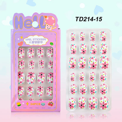 12pcs Kids 3D Stereo Sanrio Fake Nails Patch Sweet Girls Cute Cartoon Hello Kitty press on nails Kuromi Child Wearable FalseNail