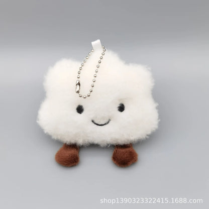 Cute Plush Smile Cloud Keychain Cotton Stuffed Doll Toy Keyring Backpack Bag Pendant Car Key Chains For Women Girls Gift