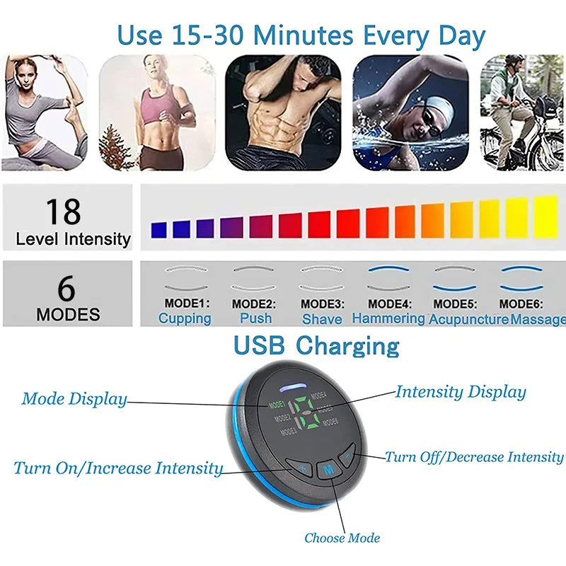 EMS Muscle Stimulator Abs Trainer Abdominal Muscle Toner Massage Toning Belt Body Slim Weight Loss Fitness Massager Rechargeable