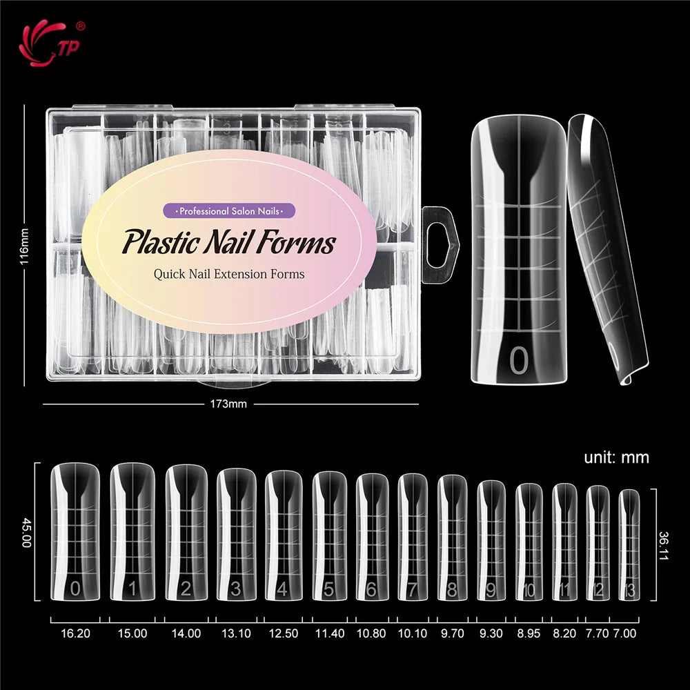 TP 140pcs/box New Nail Dual Forms Acrylic Nails Top Forms for Extension Quick Building UV Gel Molds Full Cover Nail Upper Forms