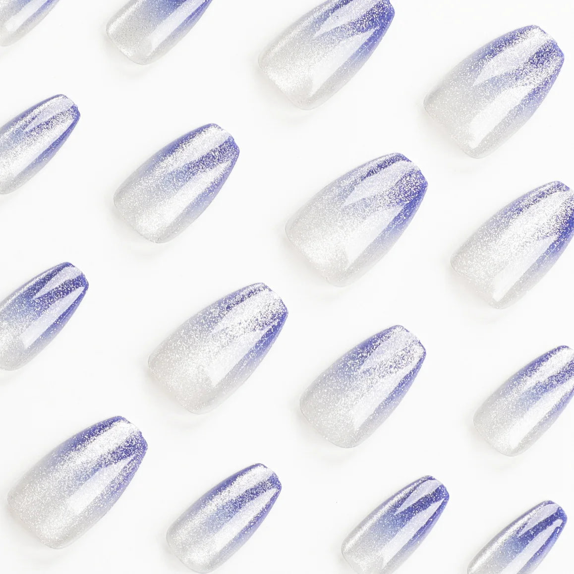 24pcs/set cat eyes fake nails for women girls red brown green blue grey sparkling short tips faux ongles press on false nail