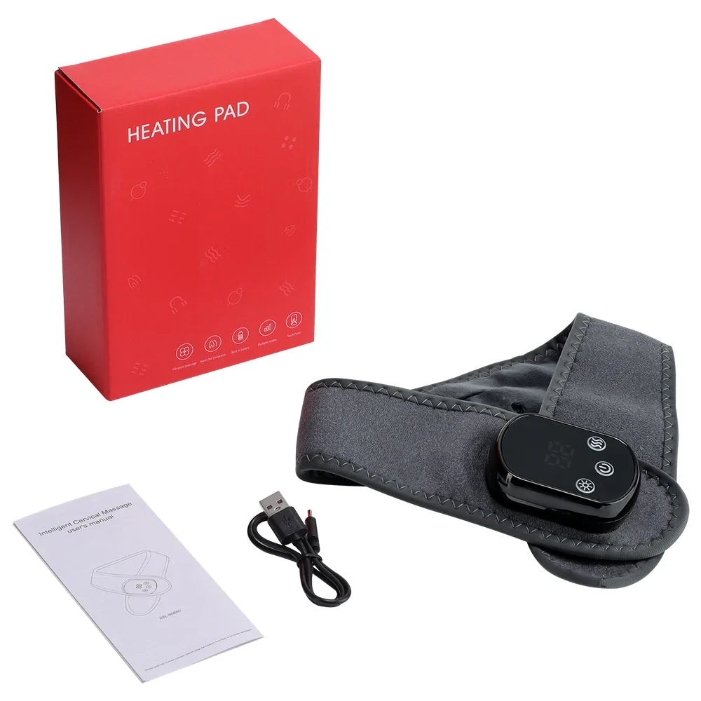 Electric Neck Heating Pad 3 Levels Vibration Neck Massager 5 Levels Cordless Heated Neck Warmer Wrap For Soreness Stiffness