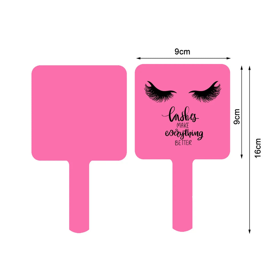 1 Pc Eyelash Extension Mirror Pink/Black/White Small 9x9cm Square Shape Portable Lash Artist Handheld Mirror Salon Accessories