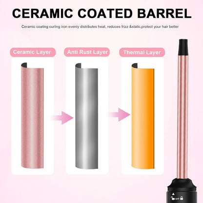 Professional 1/2 Inch Curling Iron,Curling Iron Wand with 2 Temperature, Include Heat Protective Glove & 2 Clips ﻿