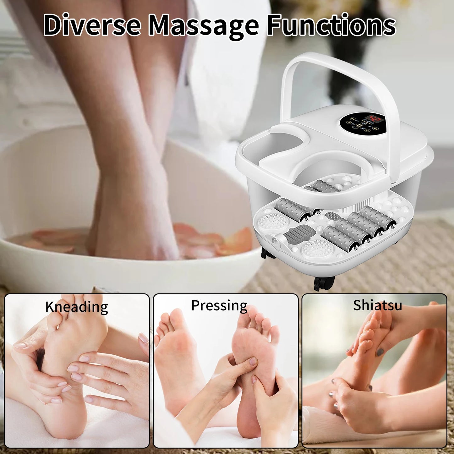 Foldable Thermostatic Foot Massage Tub Houseold Foot Bath Massager Portable Foot Massage Artifact To Promote Blood Circulatio