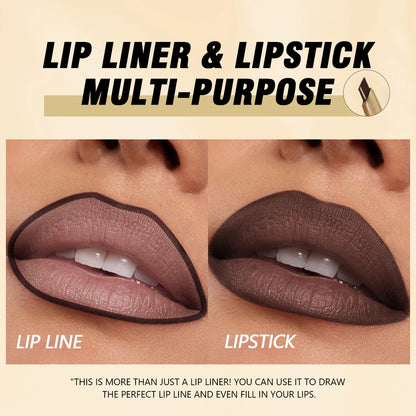 Matte 6-colors Lip Liner Pencil Bevel Design Nib Lip Contour Lipstick Nude Brown Lipstick Pencil Natural Lasting Lipliner Makeup