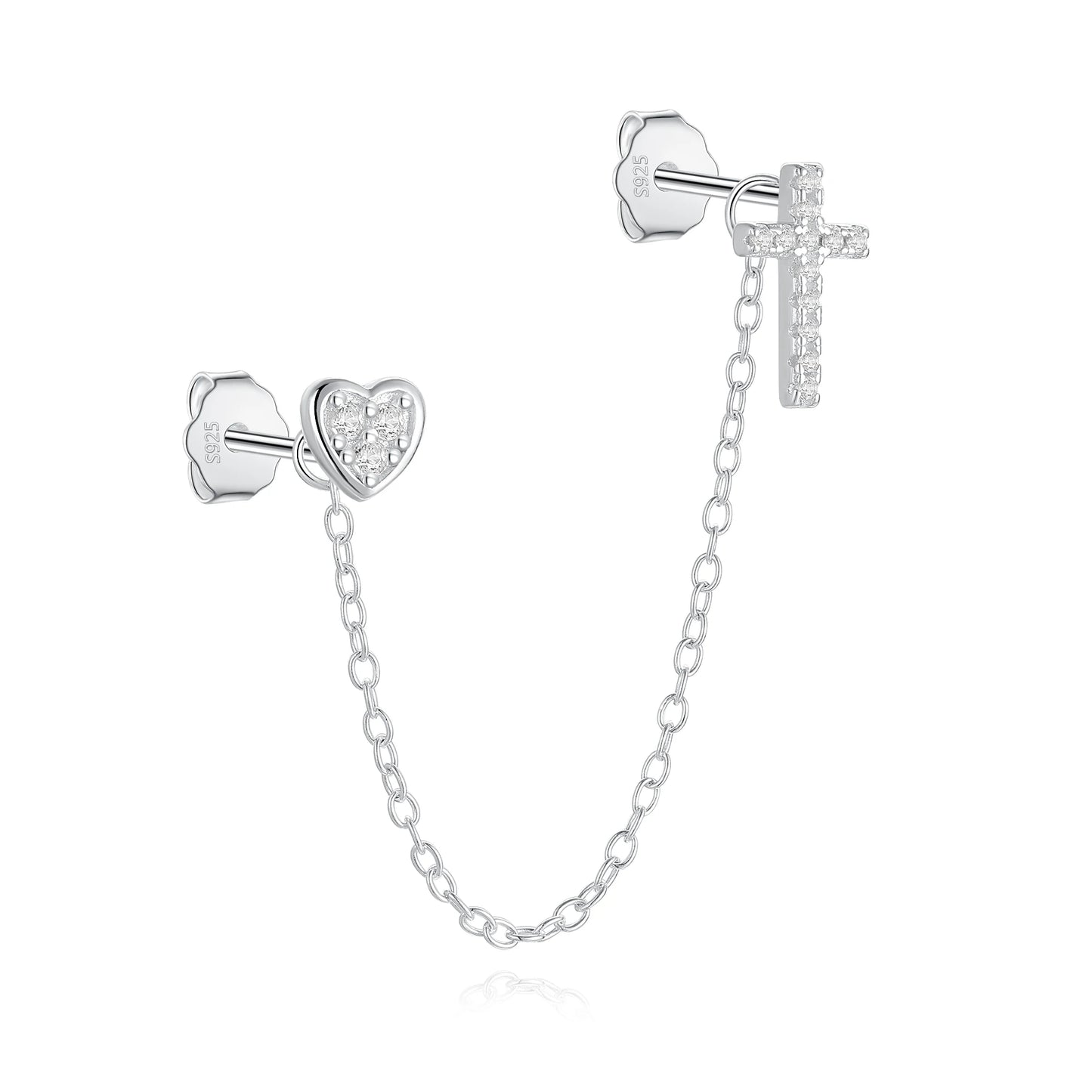 CANNER 1PC 925 Sterling Silver Horse Eye Chain Tassel Zircon Drop Earrings For Women Ins Minimalism Geometric Earrings Gift