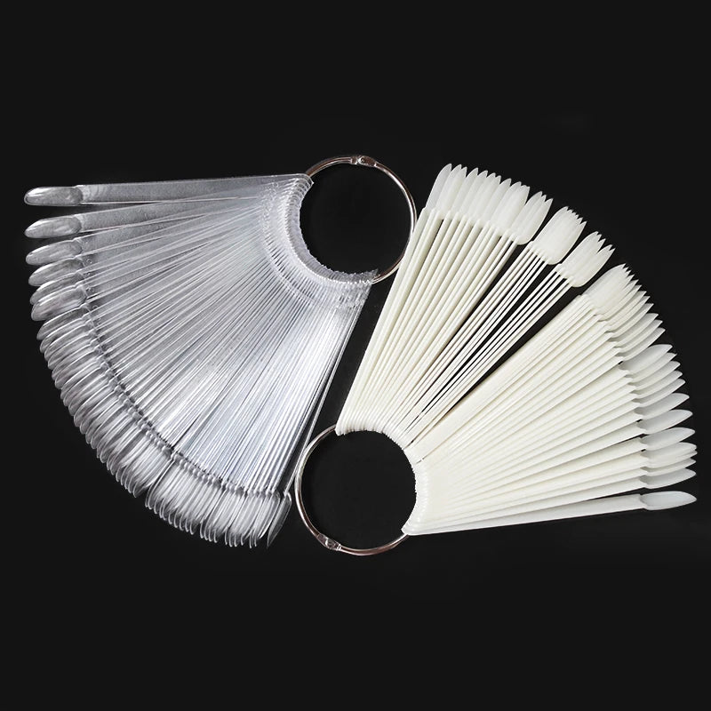 Nail Display Sticks Nail Swatch False Nail Tips Nail Gel Polish Practice Clear Natural Colors Display Board for Nail Art Tools