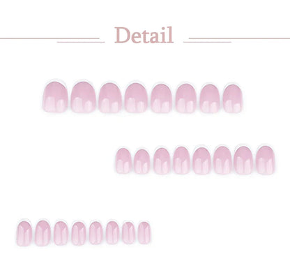 White French Classic Short Rround Nail Art Wearable Fashion Fake Nails Detachable Finished False Nails Press on Nails with Glue