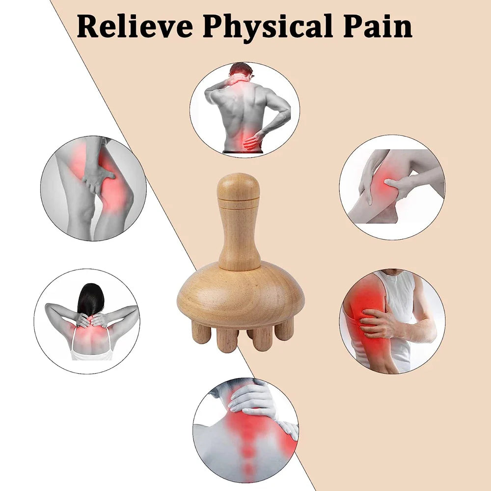 Wooden Mushroom Shape Massage,Manual Wood Therapy Massage Tool,Anti Cellulite,Maderoterapia,Lymphatic Drainage,for Full Body Use