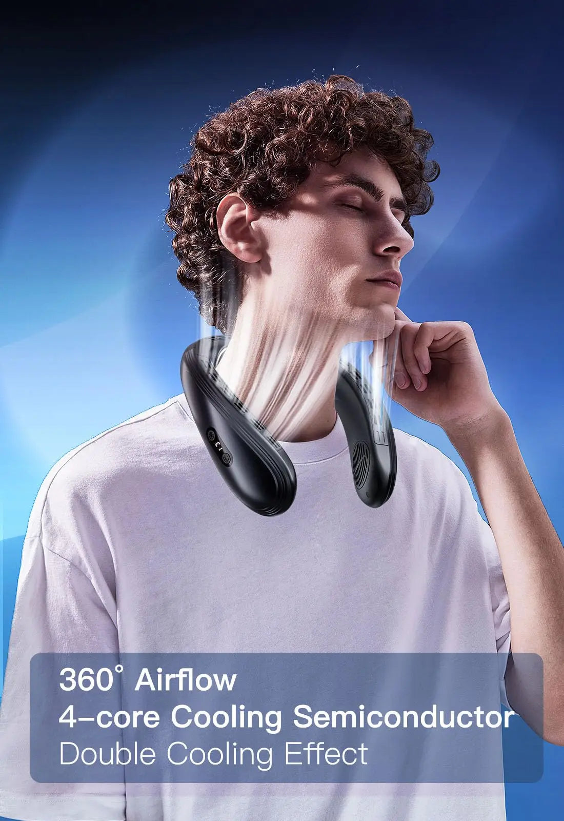 2024 New Neck Air Conditioner Portable Neck Fan Rechargeable Semiconductor Cooling Bladeless Fan Wearable Cooler multi purpose