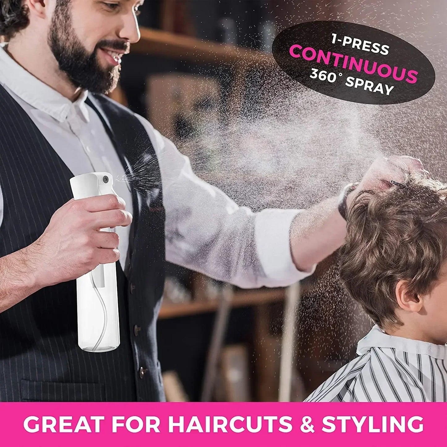 High Pressure Hair Spray Bottle Refillable Bottles Continuous Mist Watering Can Automatic Salon Barber Water Sprayer Hair Tools