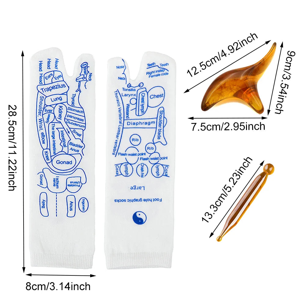 Reflexology Socks with Massage Tool Foot Massage Acupressure Socks English Illustration Relieve Tired Feet Reflexology Socks