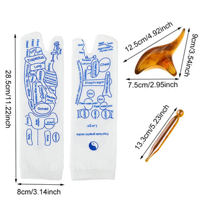 Reflexology Socks with Massage Tool Foot Massage Acupressure Socks English Illustration Relieve Tired Feet Reflexology Socks