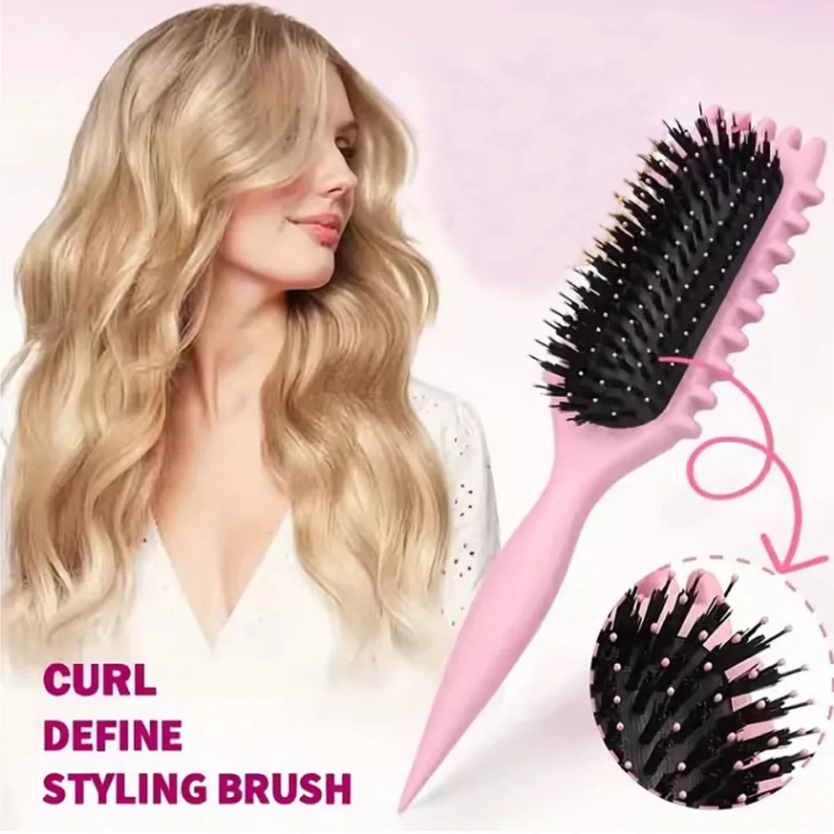 Salon Styling Curly Hair Styling Brush Curl Hair Brush for Combing and Shaping Men's and Women's Curls Reduce Pulling Tools