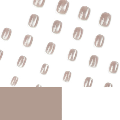 24pcs/set cat eyes fake nails for women girls red brown green blue grey sparkling short tips faux ongles press on false nail